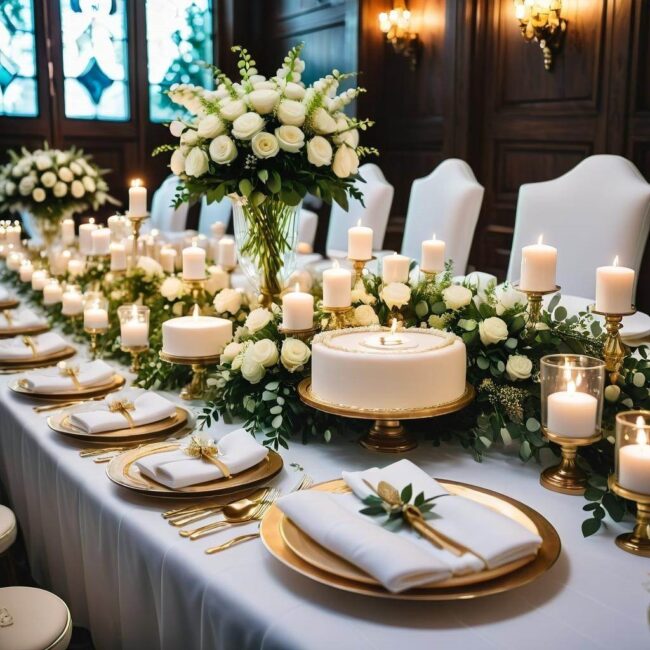 Dekoracyjne elementy na stole chrzcielnym