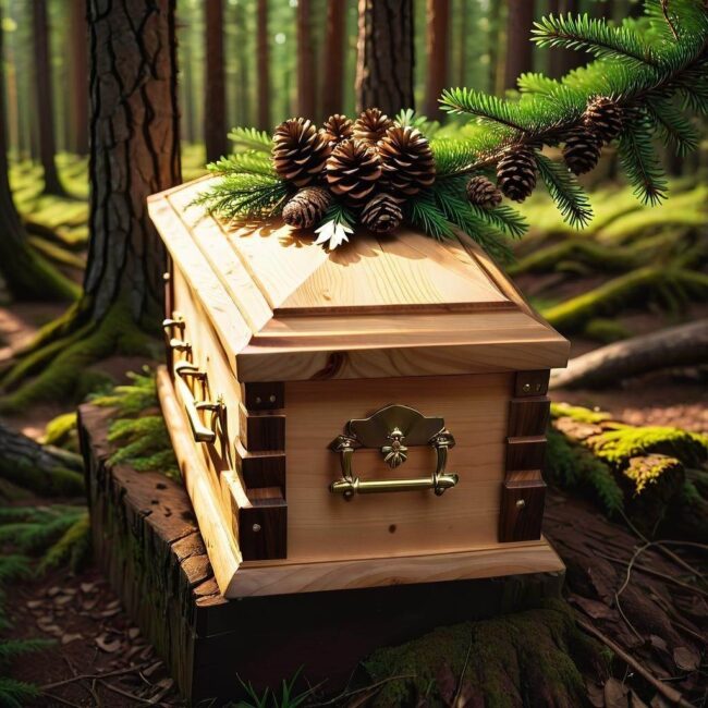 Sosnowa trumna dla zmarłego