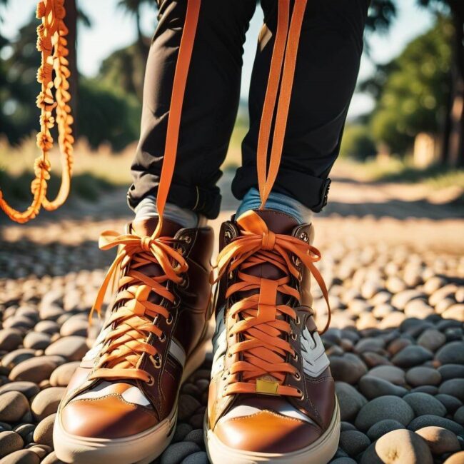Sznurówki na lato w odcieniu pomarańczowym